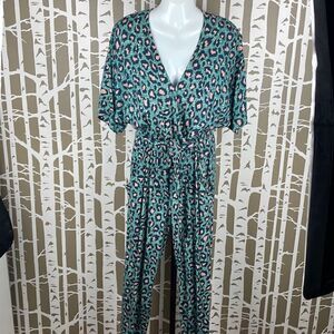 Leopard Print Jumpsuit 6 Pink Teal